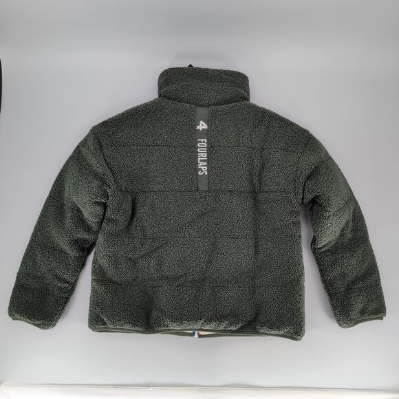 Fourlaps Polar Quilted Reversible Unisex Thyme/White Sherpa Jacket - Size S -NWT - Picture 12 of 15